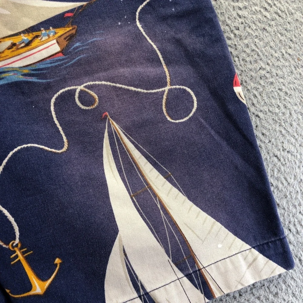 Vintage Polo Ralph Lauren Shorts Men 36 Sailboat AOP Distressed Novelty Chino